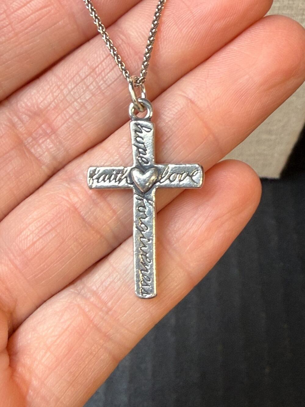 James Avery Sterling Silver From the Heart Cross Pendant and 20" Chain